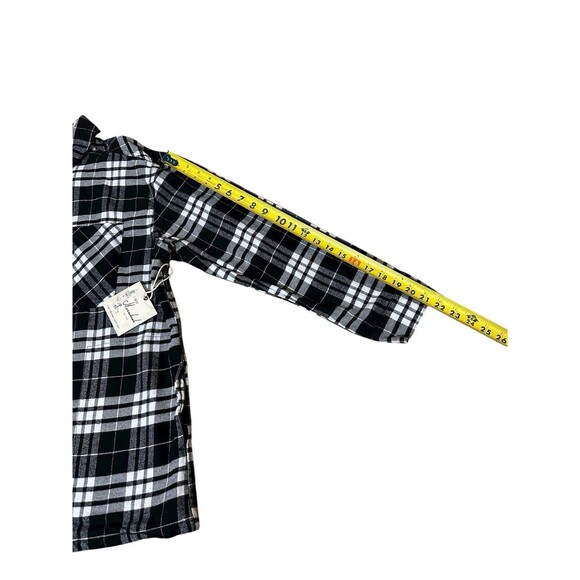Café Marrakesh black white plaid flannel Style shirt NWT pockets L hidden button - Picture 6 of 16